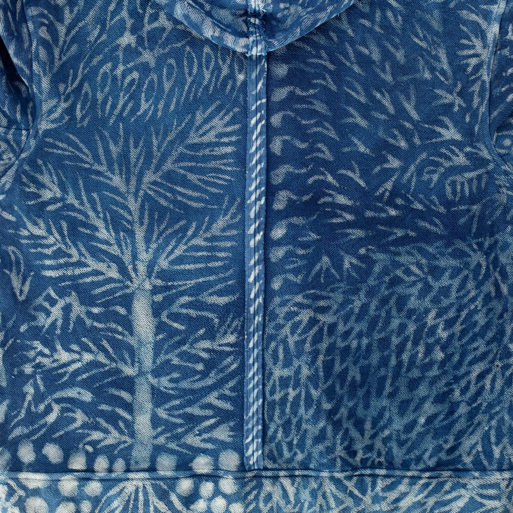 Egba Post-Adire Astral Foliage Hoodie in Loopback Cotton