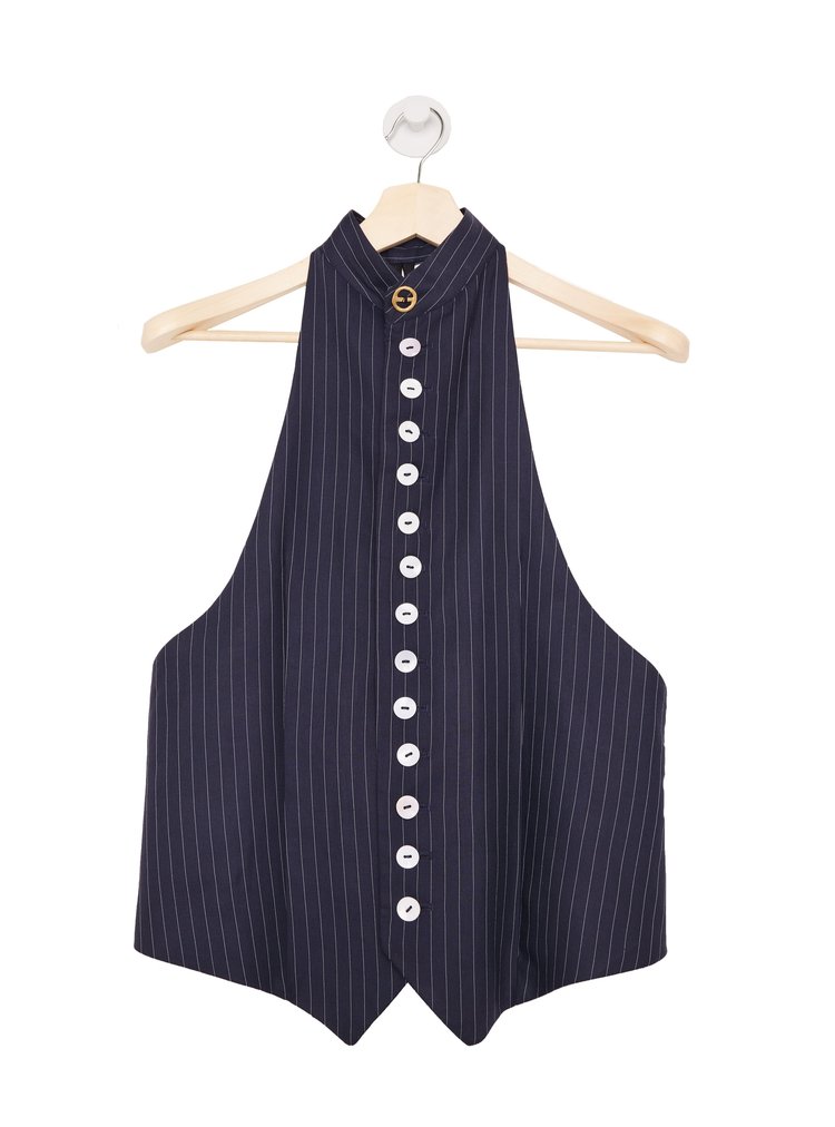 Dario Tailored Waistcoat in Pinstripe Wool